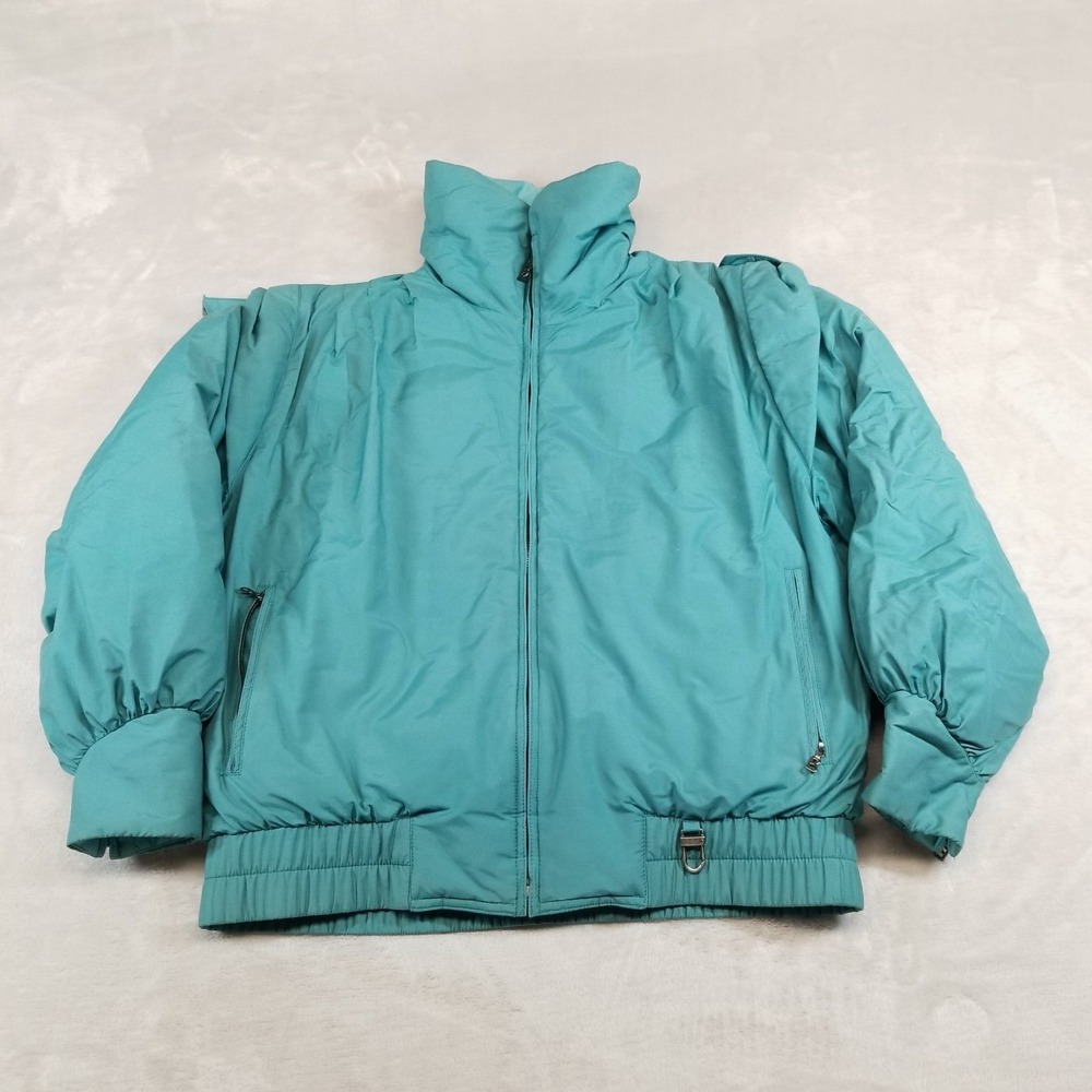 VTG Bogner Jacket Womens L Blue Ski Puffer Goose Down 90s Full Zip Up Lined